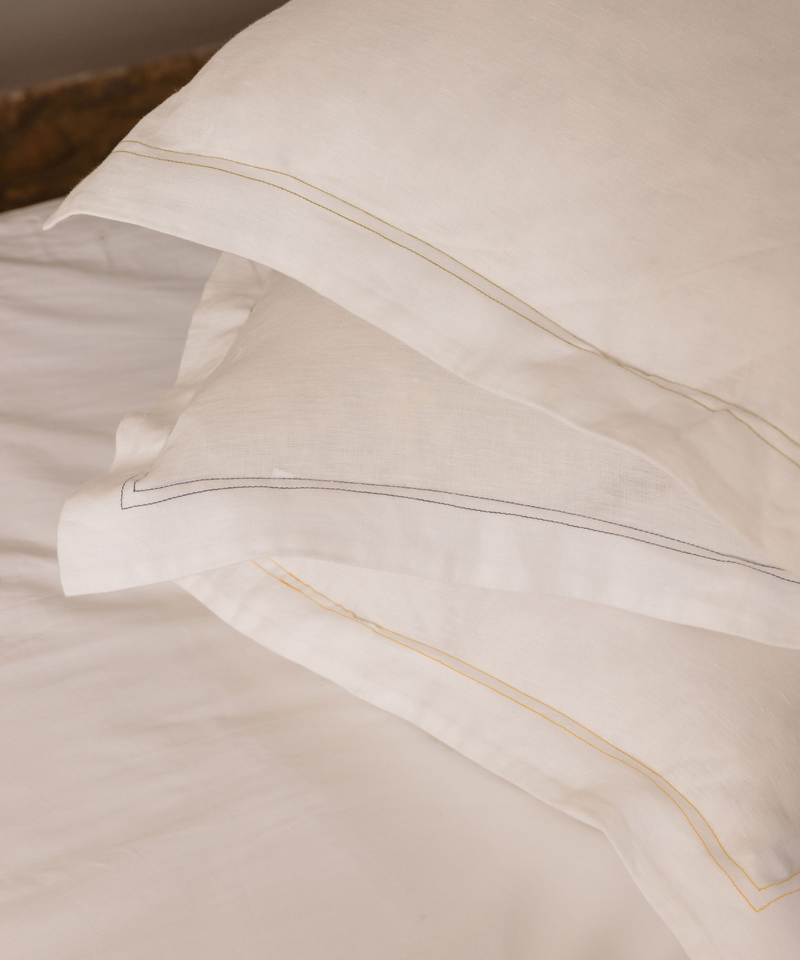 Rebecca Udall, Darcy Linen Boudoir Pillowcase, Coloured Stitching Detail