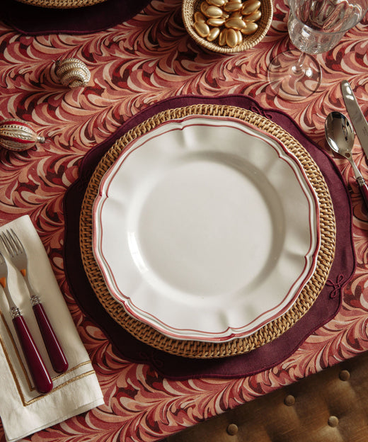 Zita Scalloped Crockery, Maroon Red