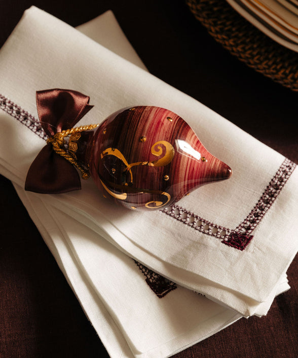 Chiara Initial Bauble, Gold/Burgundy