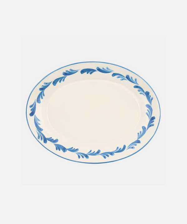 Rebecca Udall Celia Platter, Denim Blue, Ivory Background