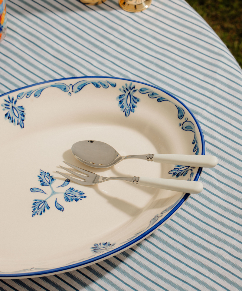 Rebecca Udall Classic Serving Set, Pale Ivory with Victoria Tablecloth