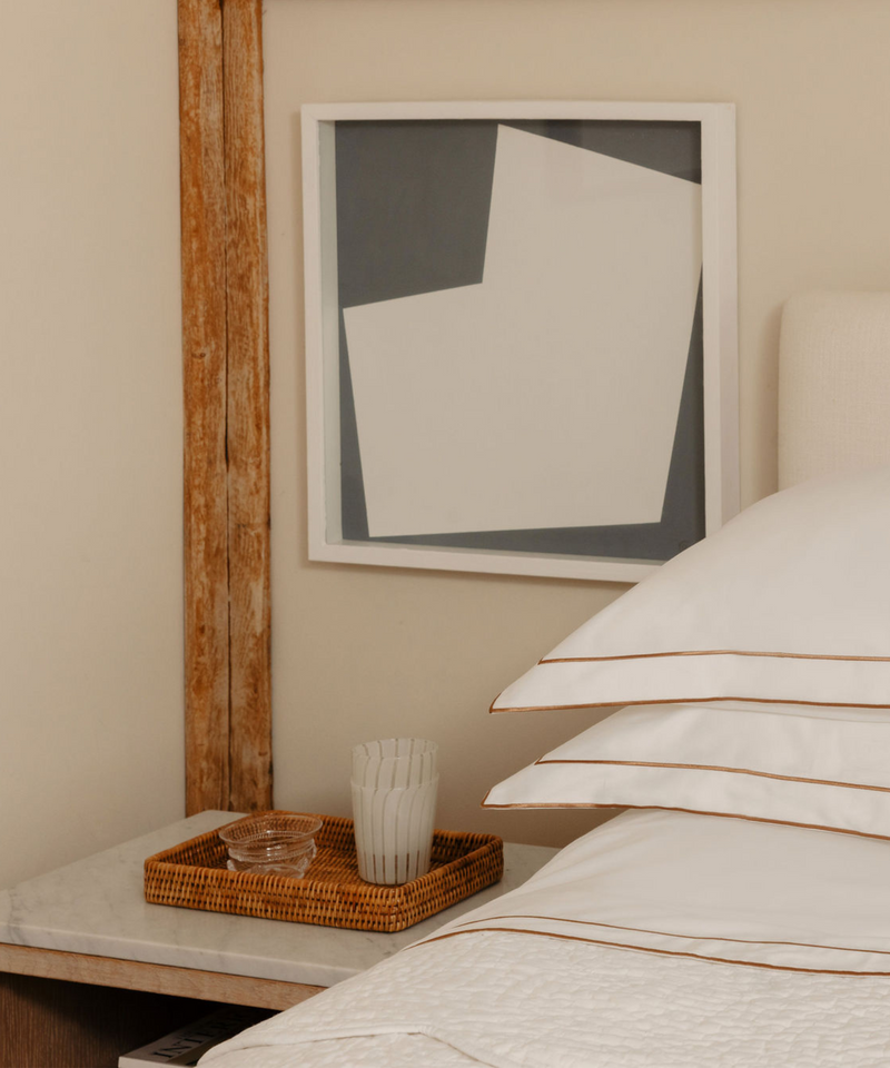 Rebecca Udall Frame Bed Linen, Bronzed Umber with the Allegra Tumblers