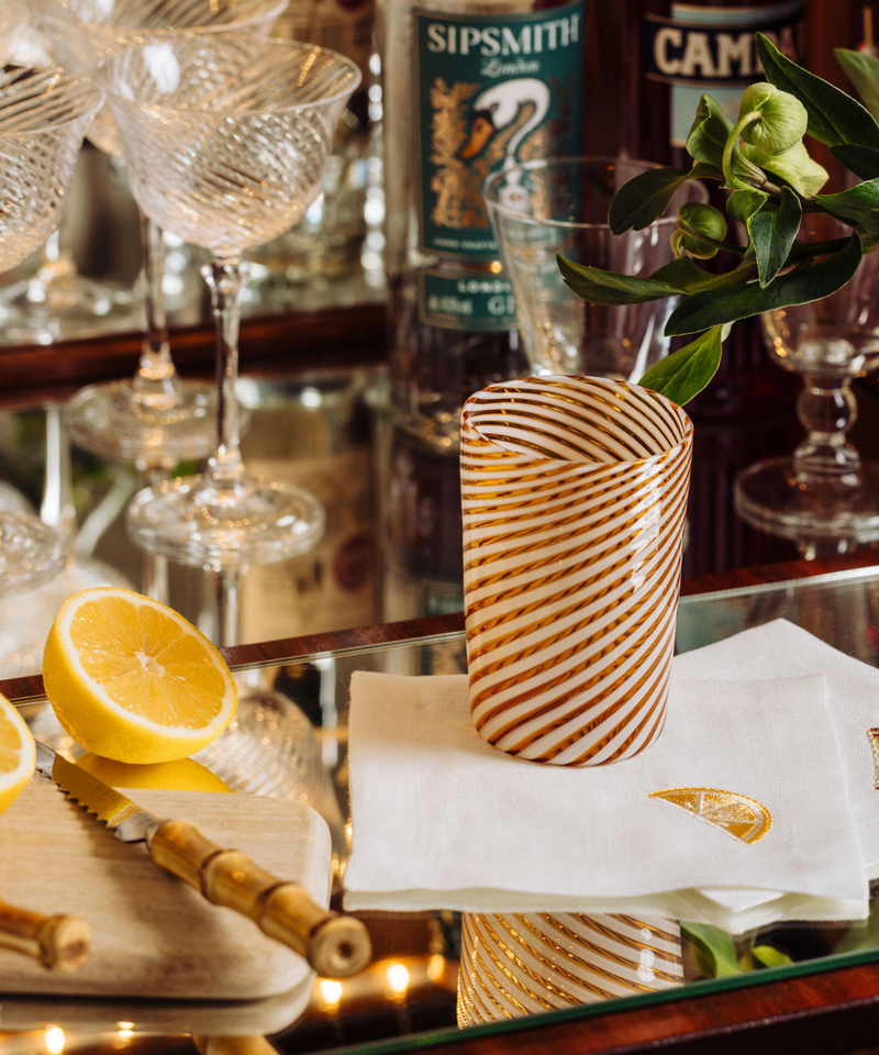 Pair of Murano Swirl Tumblers, Autumn