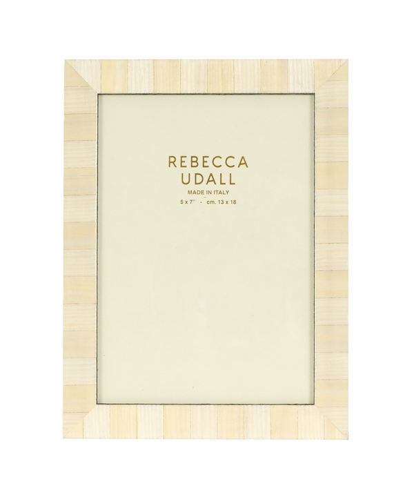 Rebecca Udall, Delilah Striped Photo Frame, Buttermilk and White 5 X 7