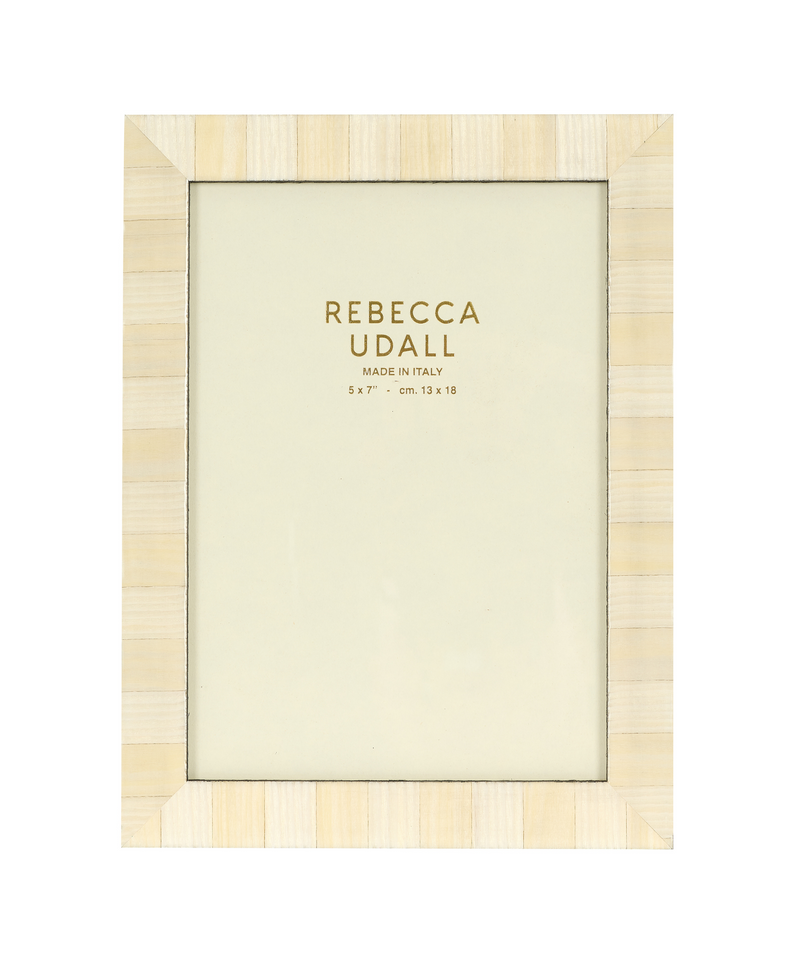 Rebecca Udall, Delilah Striped Photo Frame, Buttermilk and White 5 X 7