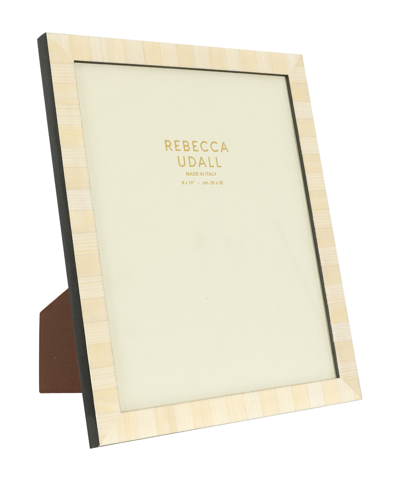 Rebecca Udall, Delilah Striped Italian Photo Frame, Buttermilk Cream and White 5 X 7