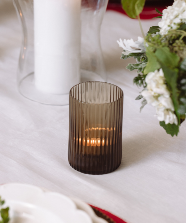 Ribbed Candle Votives, Smoke Brown