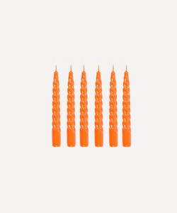 Set of 6 Lacquered Twist Candles, Orange