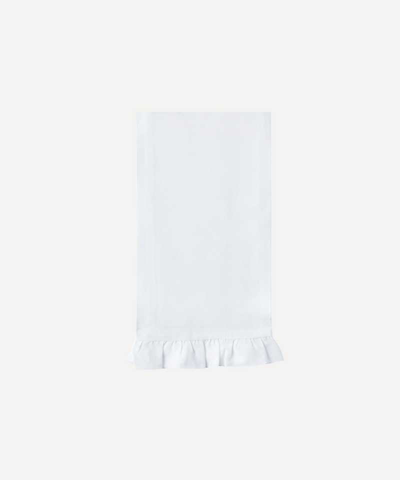 Ruffle Linen Hand Towel, White