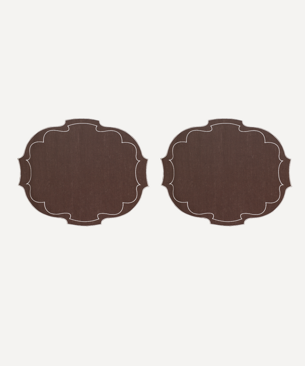 Rebecca Udall Luxury Waxed Linen Placemats Chocolate Brown