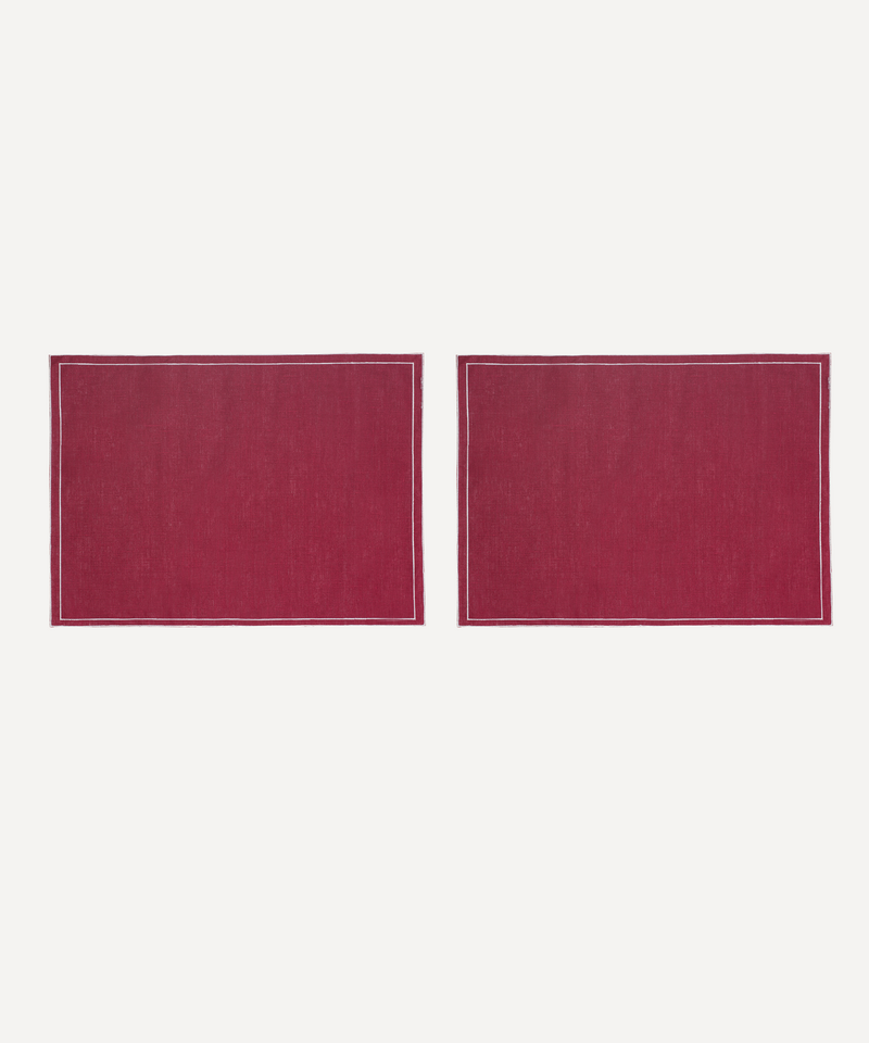 Rebecca Udall Luxury Waxed Linen Placemats, Cherry Raspberry red