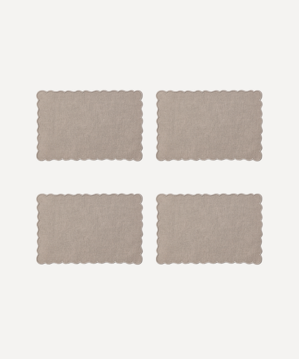 Set of 4 Juliette Italian Linen Cocktail Napkins, Natural