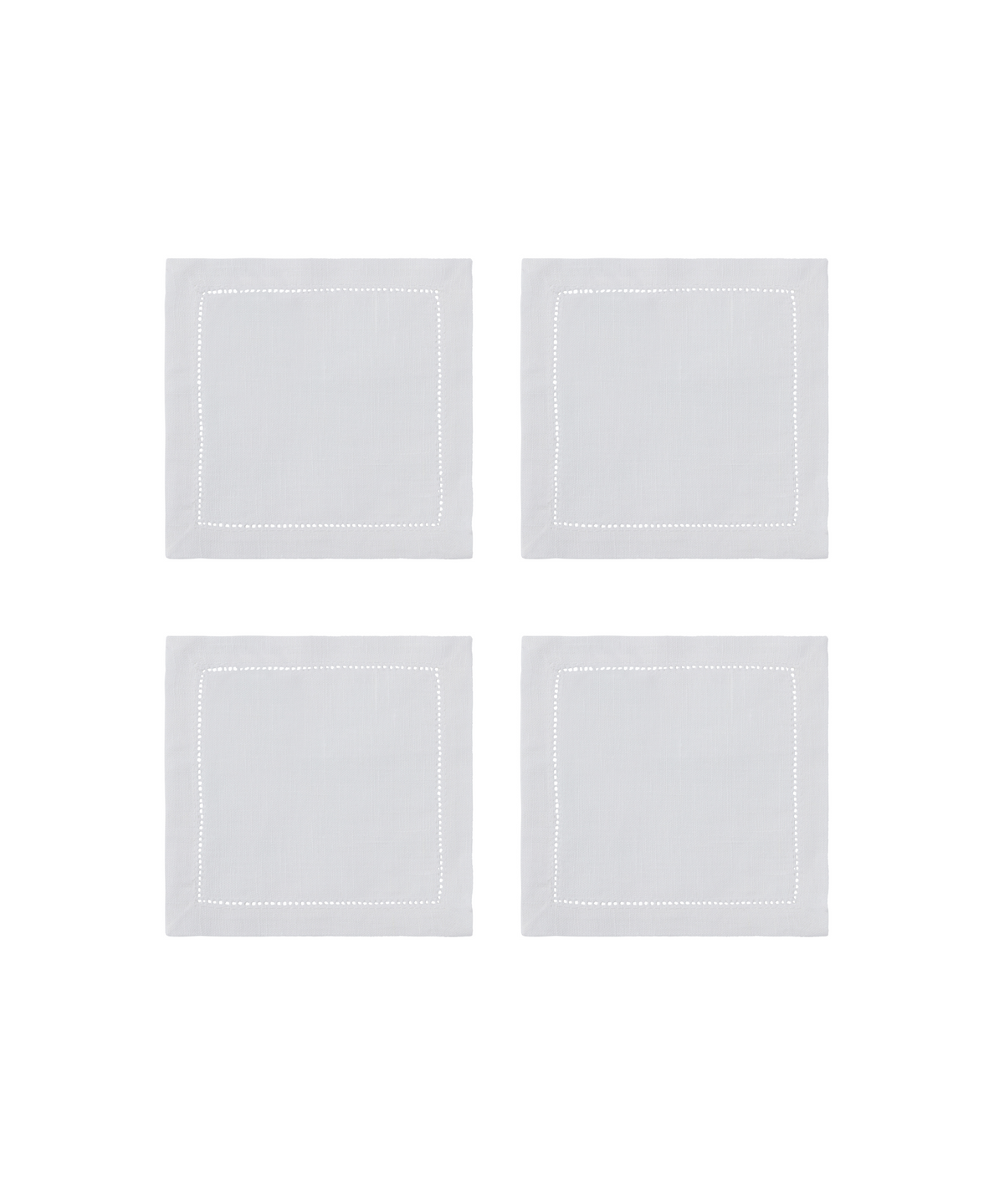 Set 4 Classic Hemstitch Linen Coasters