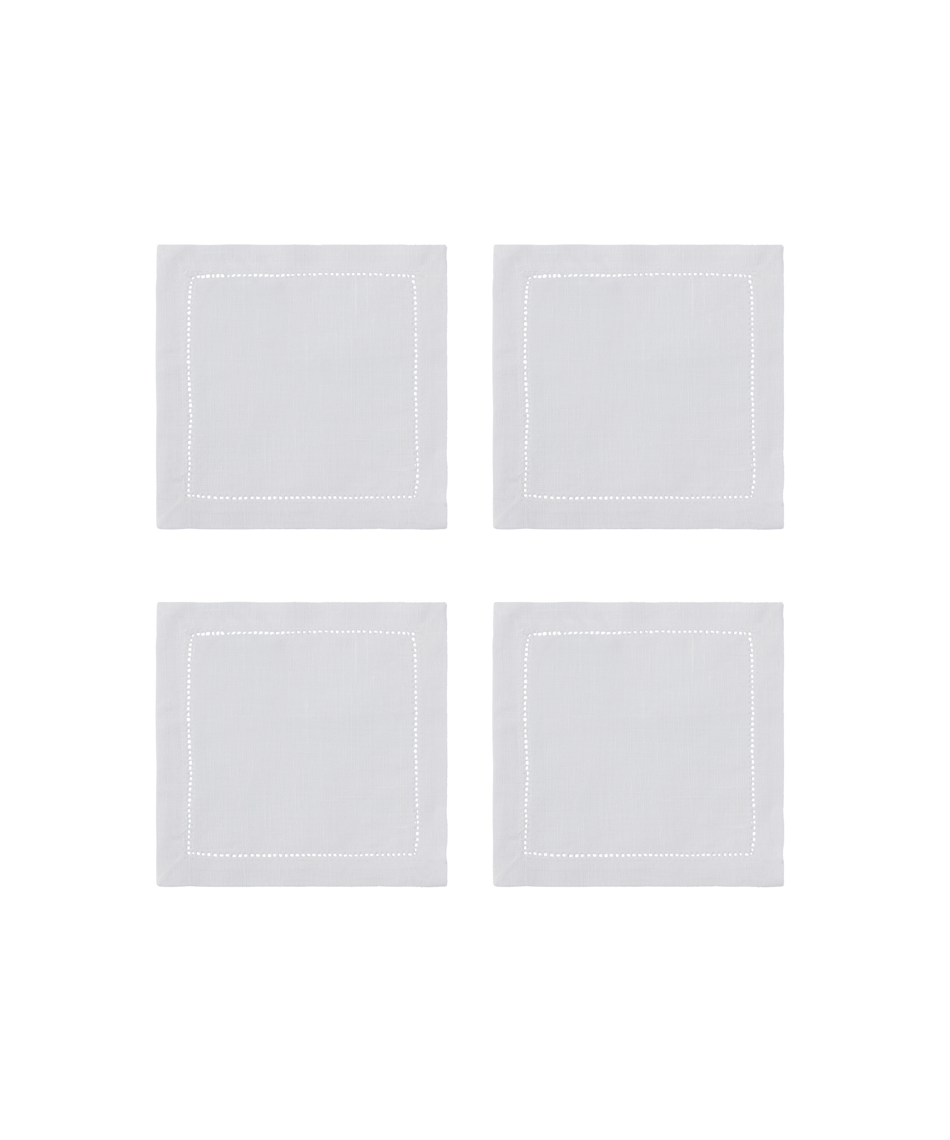 Set 4 Classic Hemstitch Linen Coasters