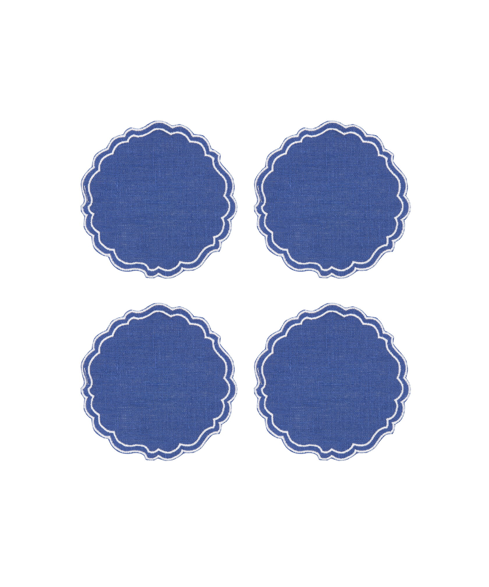 Rebecca Udall Set of 4 Greta Waxed Italian Linen Coasters, Blue
