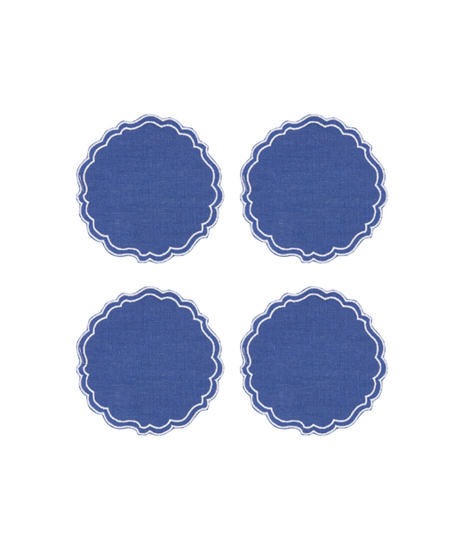 Rebecca Udall Set of 4 Greta Waxed Italian Linen Coasters, Blue