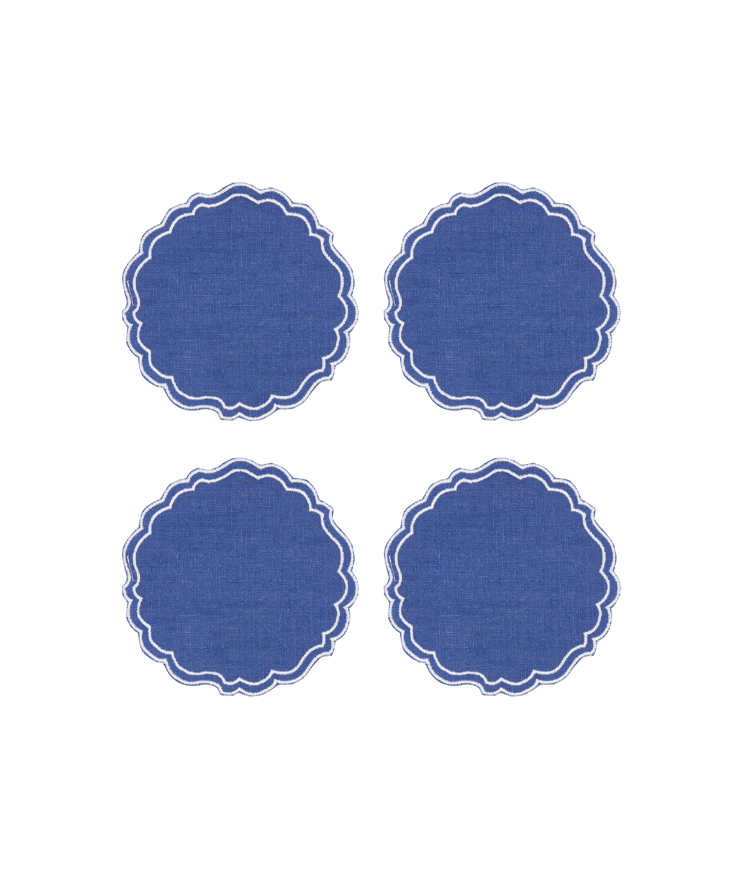 Rebecca Udall Set of 4 Greta Waxed Italian Linen Coasters, Blue