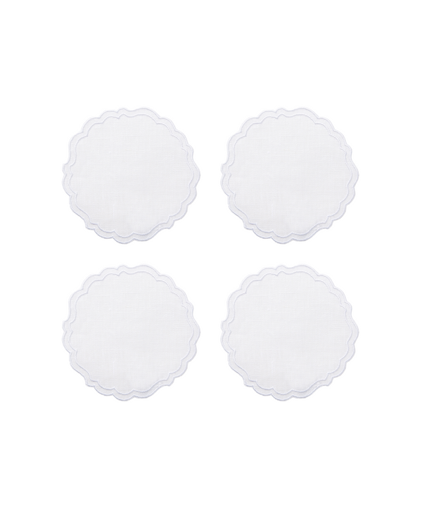 Set of 4 Greta Waxed Italian Linen Coasters, White