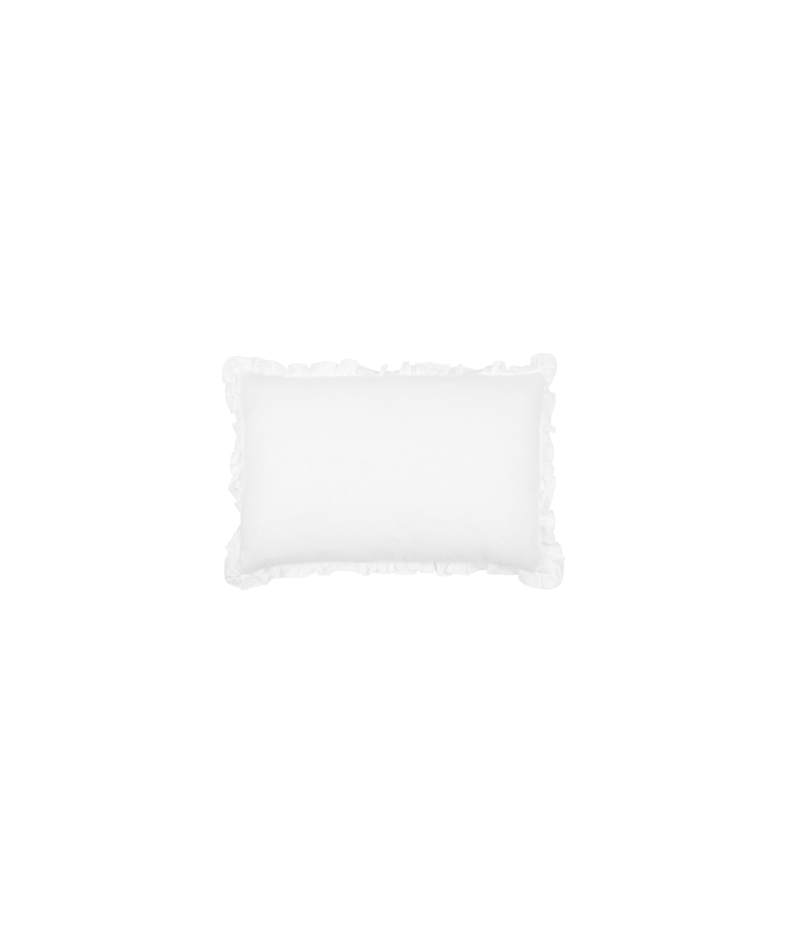 Small Ruffle Rectangular Cushion Cover, White