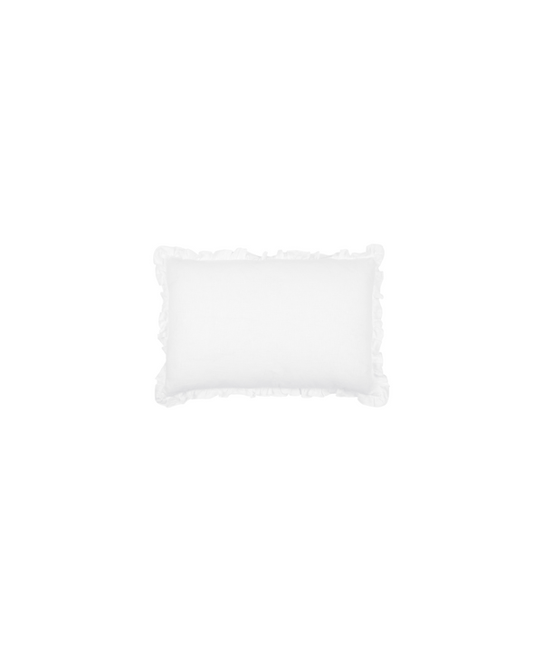 Small Ruffle Rectangular Cushion Cover, White