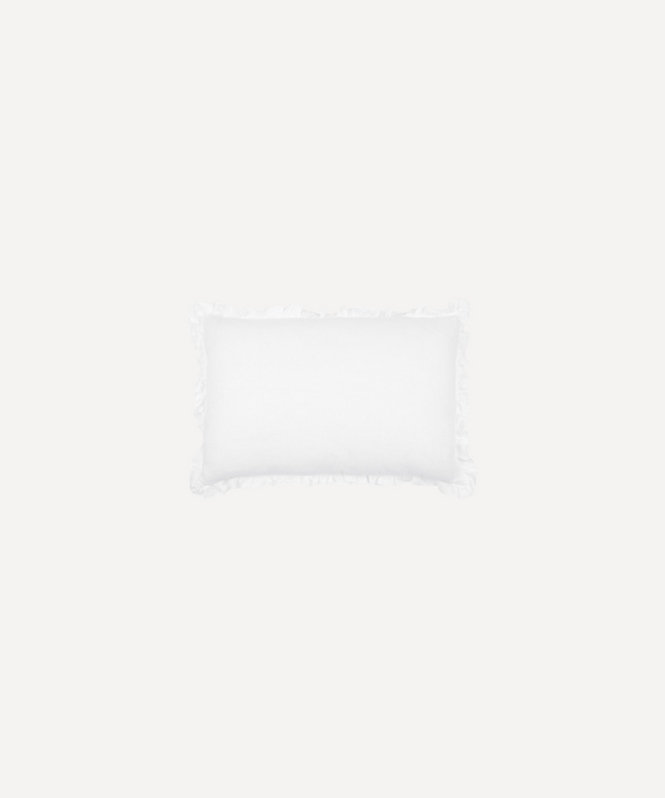 Small Ruffle Rectangular Cushion Cover, White