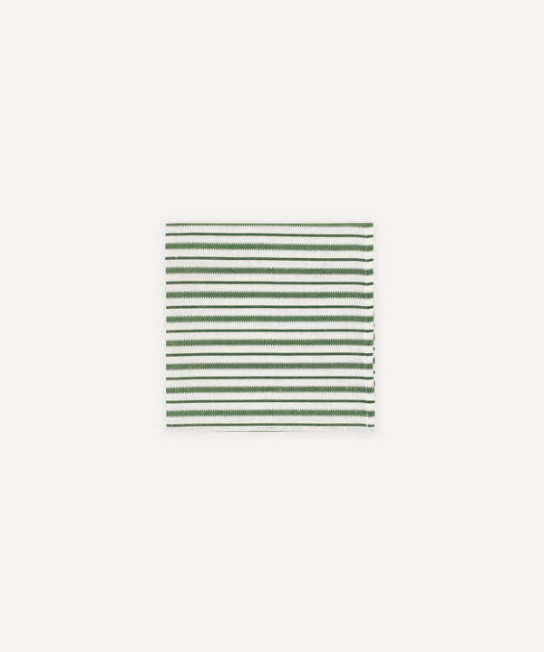 Victoria Striped Linen Napkin, Fir Green