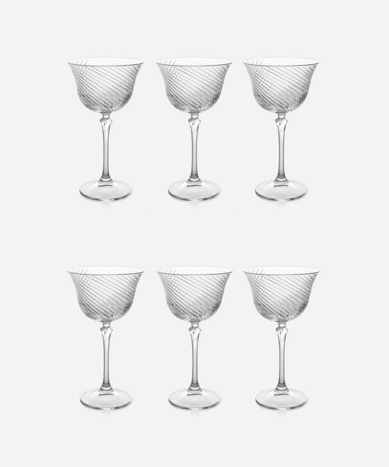 Rebecca Udall, Julia Twisted Cut Crystal Coupe Glasses Set of 6