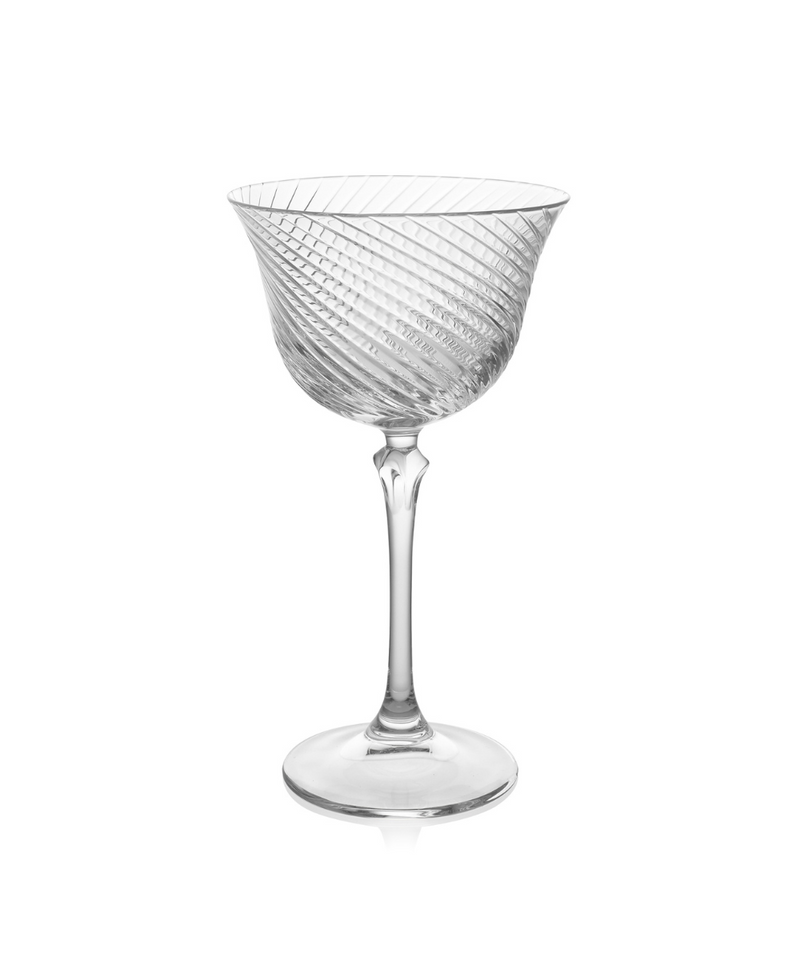 Rebecca Udall, Twisted Cut Crystal Coupe Glasses Front View