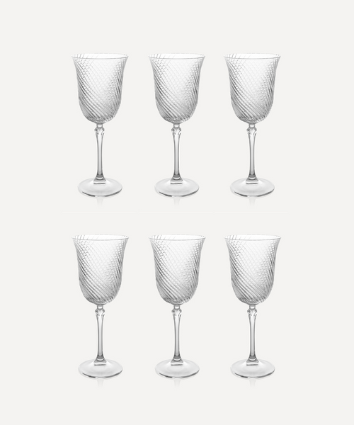 Set of 6 Julia Twisted Cut Crystal Red Wine Glasses