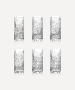 Julia Twisted Cut Crystal Tall Tumbler Glass, Rebecca Udall, Set of 6