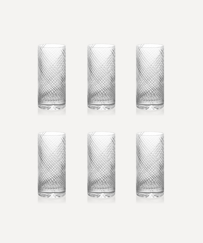 Julia Twisted Cut Crystal Tall Tumbler Glass, Rebecca Udall, Set of 6