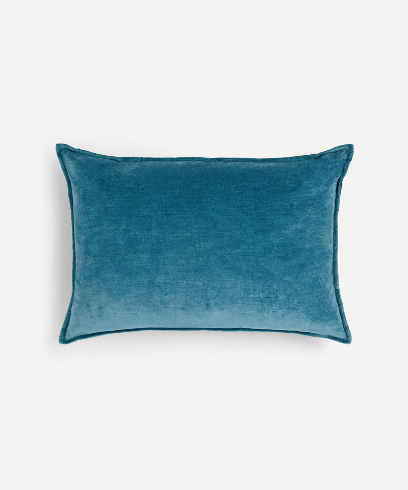 Verity Linen Velvet Rectangular Cushion Denim Blue REBECCA UDALL Rebecca Udall