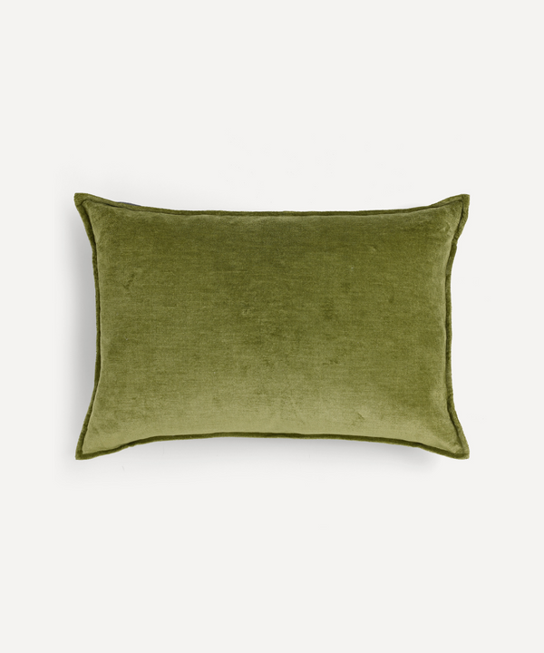 Rebecca Udall Linen Velvet Rectangular Cushion, Green