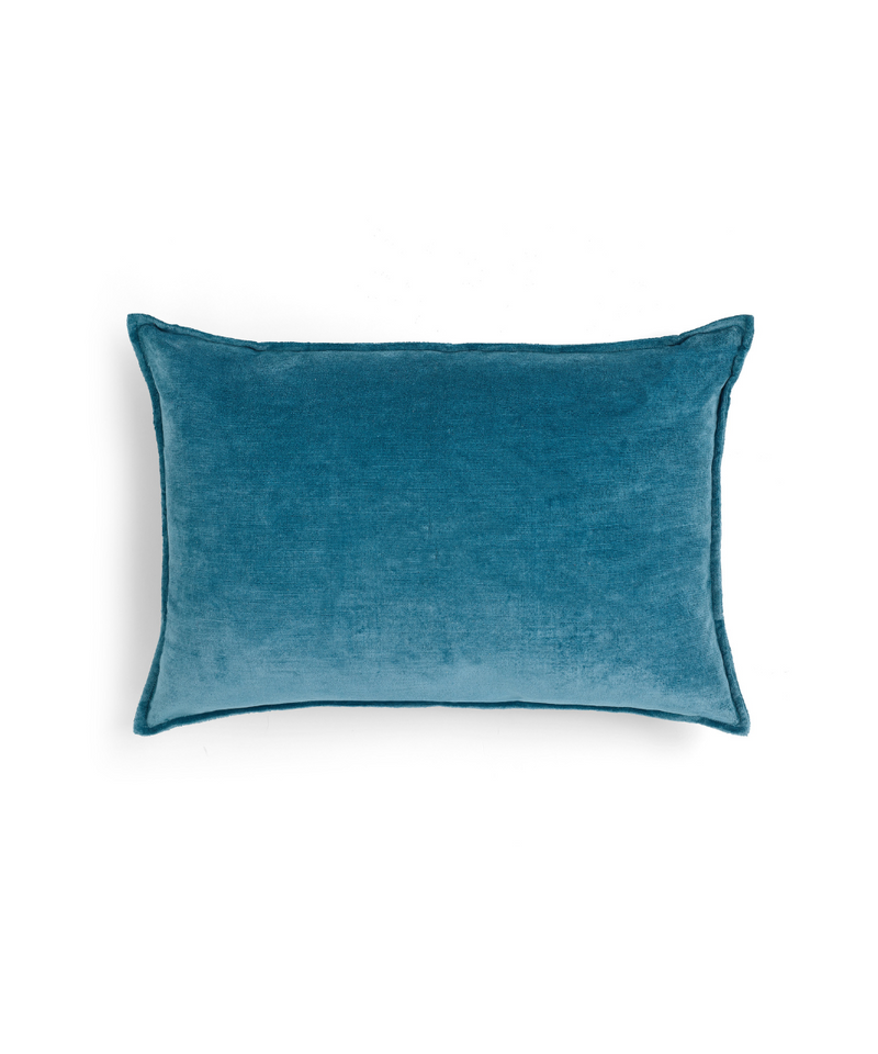 Rebecca Udall Linen Velvet Rectangular Cushion, Blue