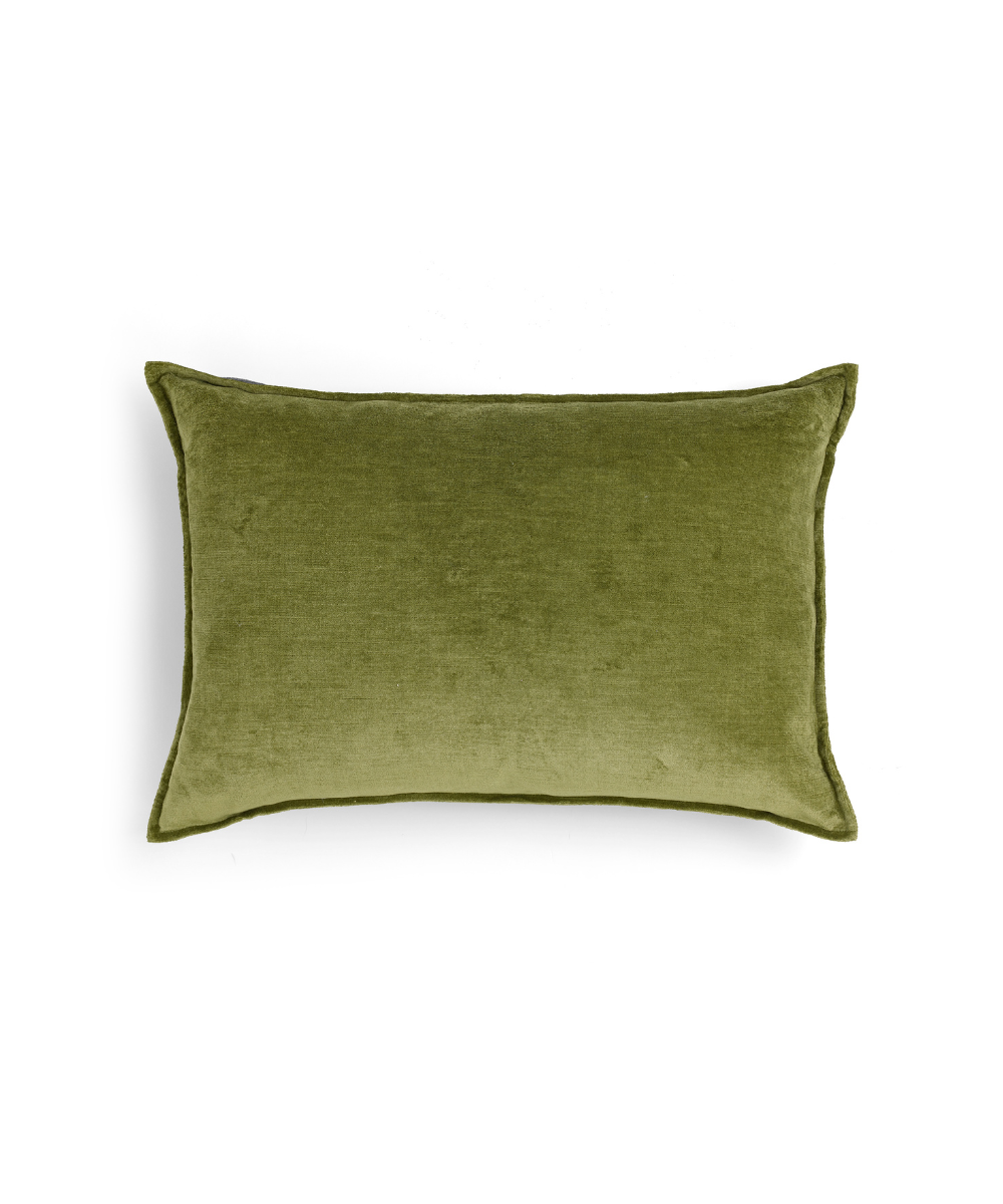Rebecca Udall Linen Velvet Rectangular Cushion, Green 45x65