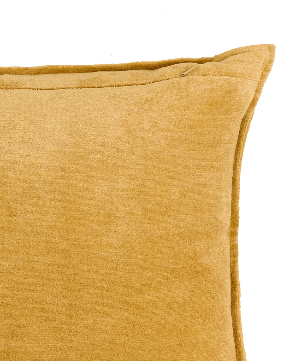 Rebecca Udall Verity Linen Velvet Rectangular Cushion, Straw, Zip Detail