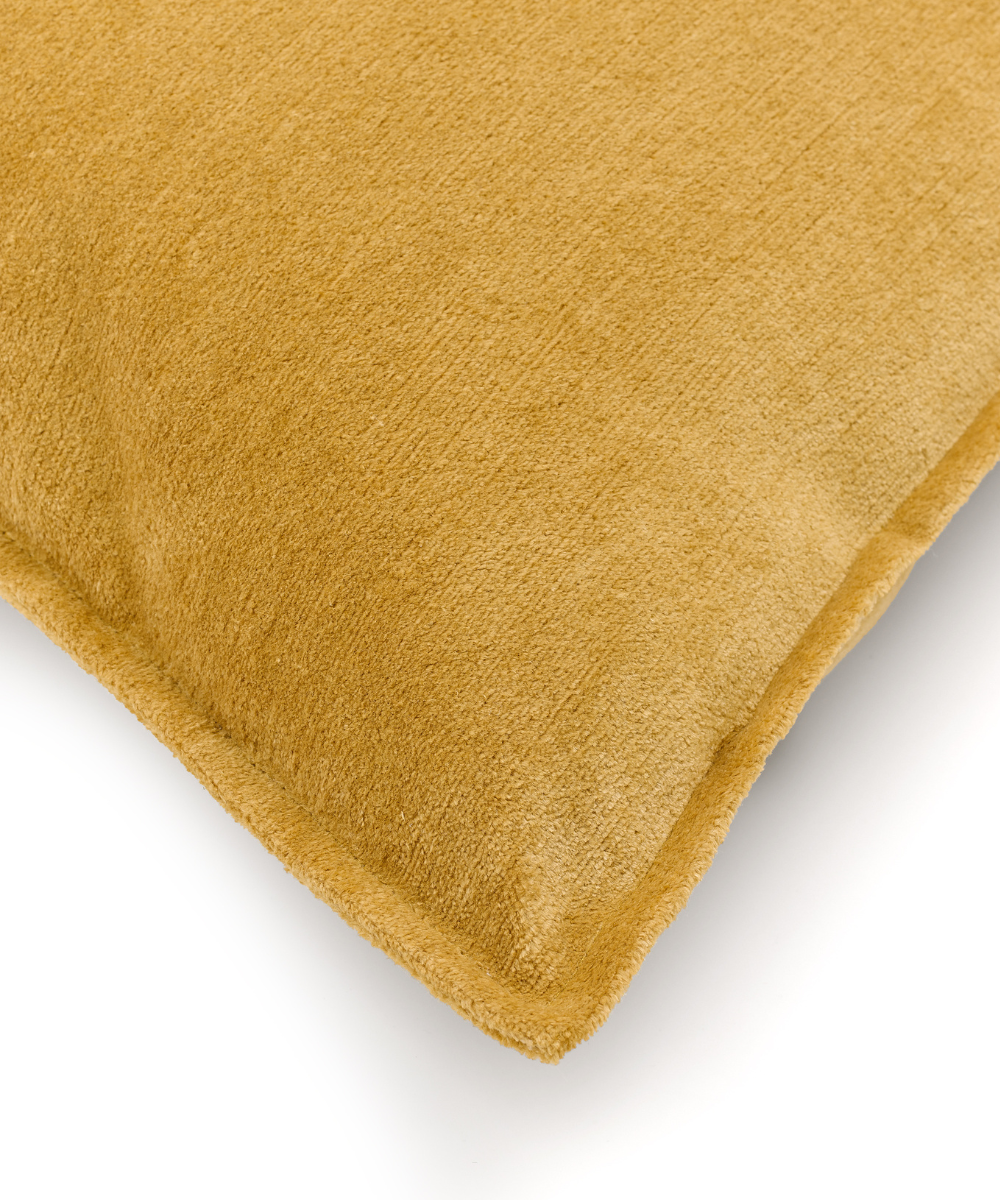 Rebecca Udall Verity Linen Velvet Rectangular Cushion, Yellow Straw detail shot