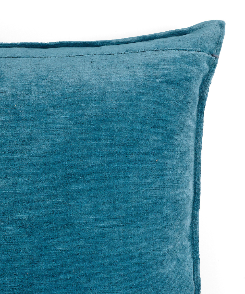 Rebecca Udall Verity Linen Velvet Square Cushion, Blue Zip Detail