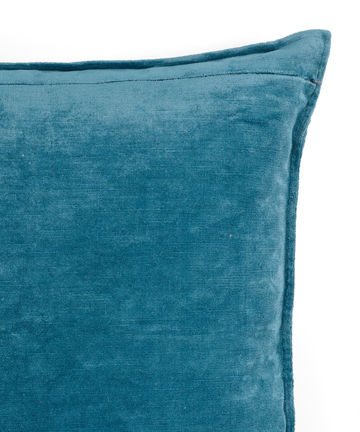 Rebecca Udall Verity Linen Velvet Square Cushion, Blue Zip Detail