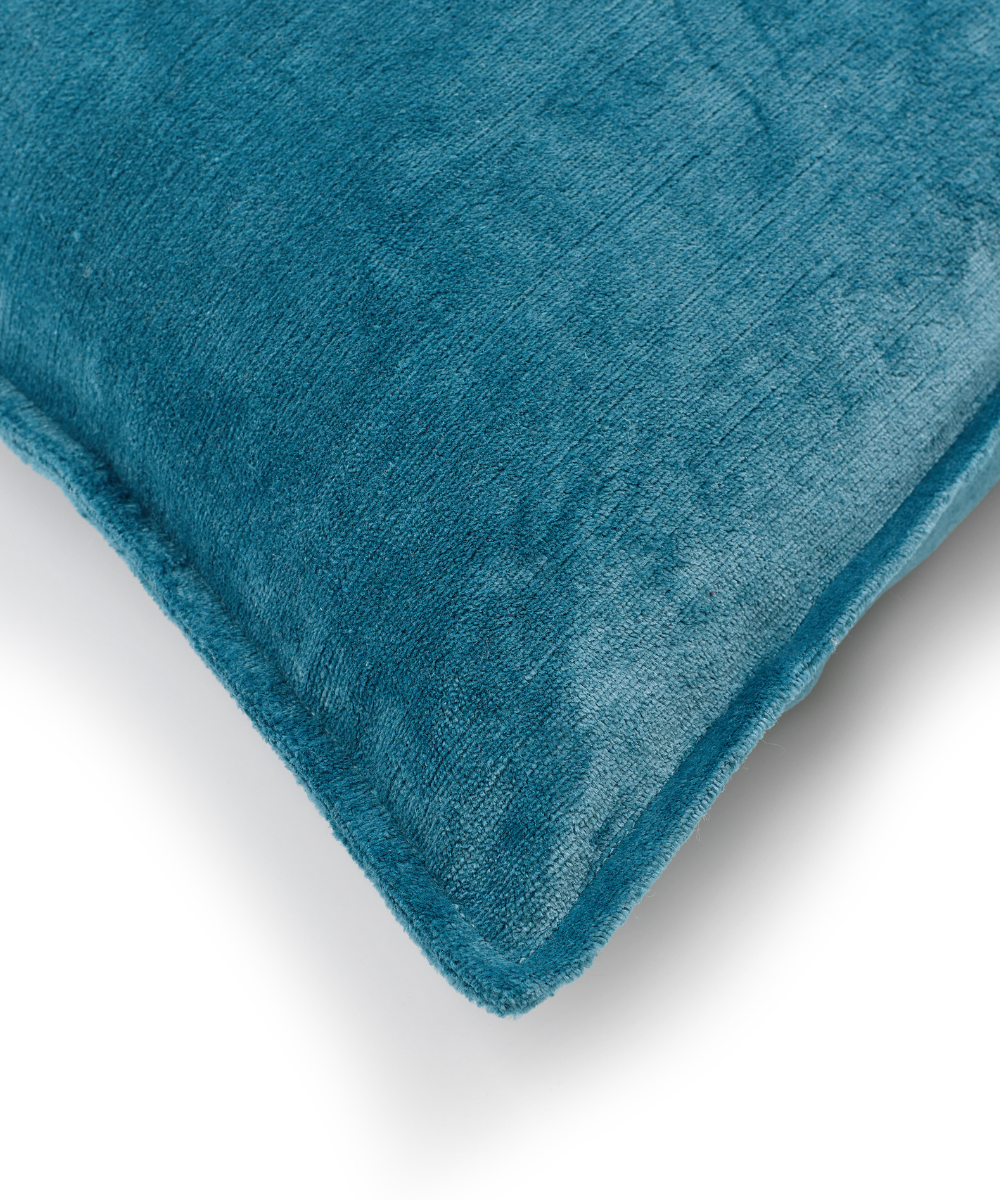 Rebecca Udall Verity Linen Velvet Square Cushion, Blue Hem