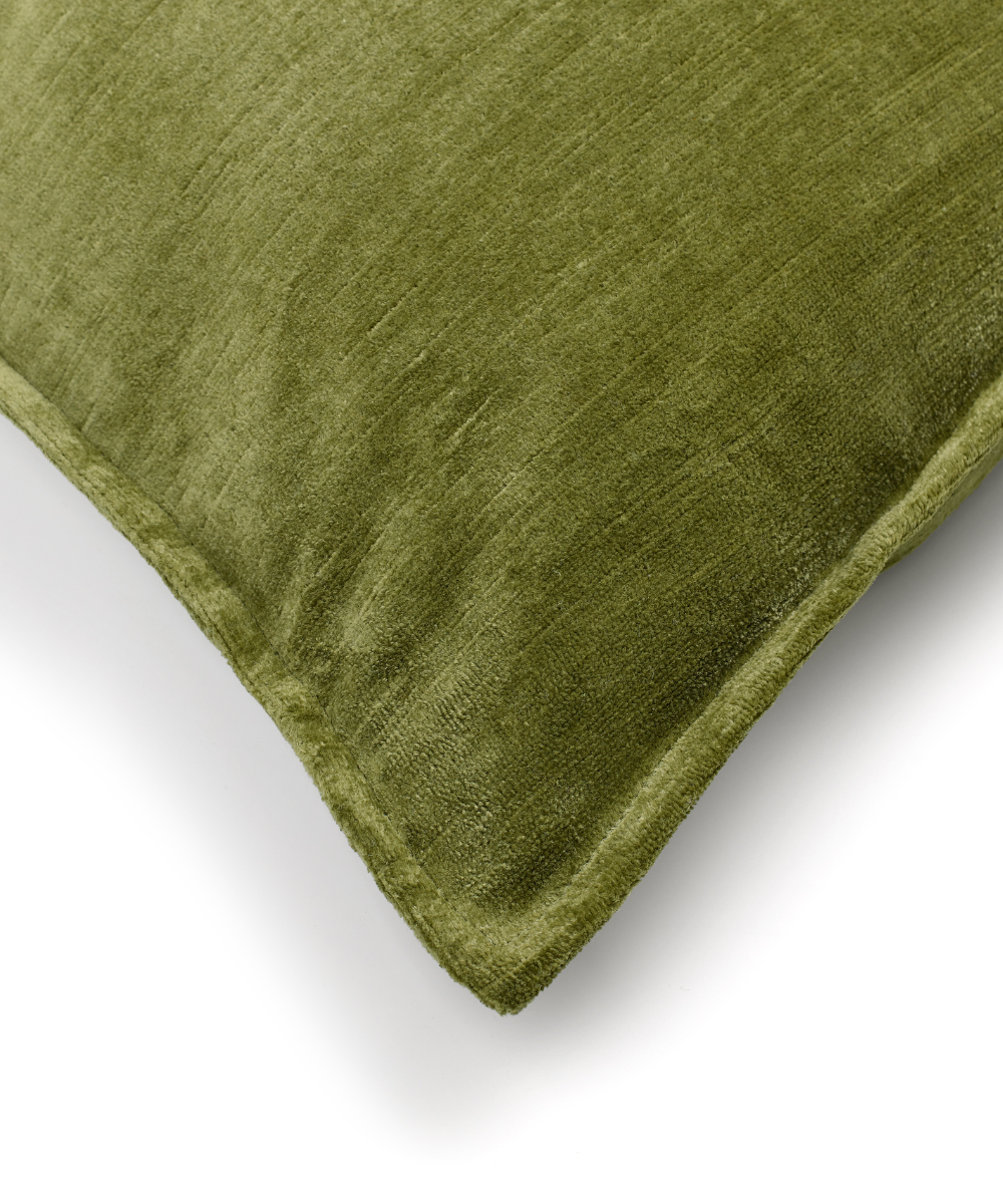 Rebecca Udall Linen Velvet Square Cushion, Green Hem Detail