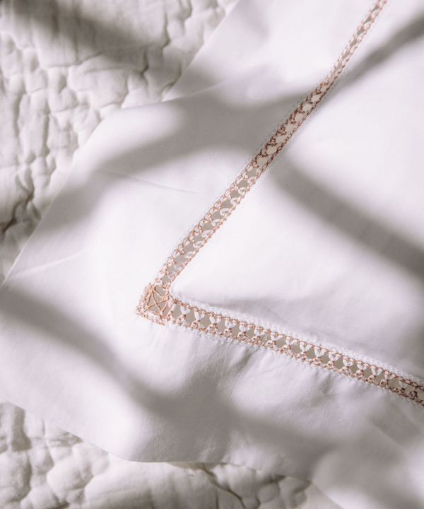 Georgiana Ladderstitch Boudoir Pillowcase, Antique Rose