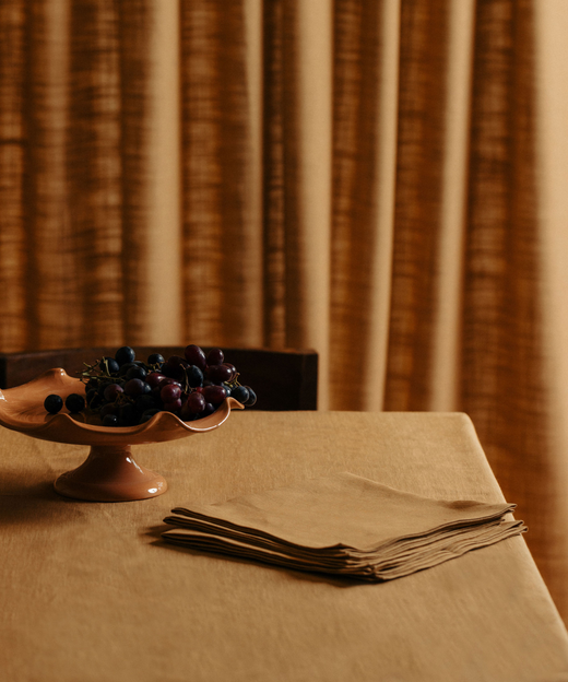 Classic Linen Napkin, Straw, with Footed Bowl