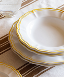 Set of 4 Zita Scalloped Pasta Bowls, Citrus Yellow, Detail, Lifestyle