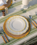 Set of 4 Zita Scalloped Dessert Plates, Citrus Yellow, with Colette Tablecloth