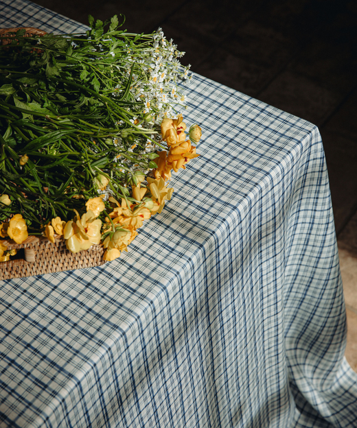 Remy Rectangular Linen Tablecloth, French Navy