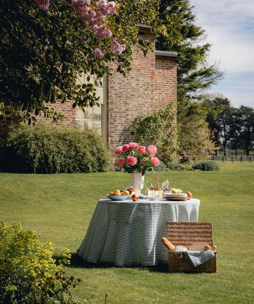 Remy Round Pleated Linen Tablecloth, French Navy