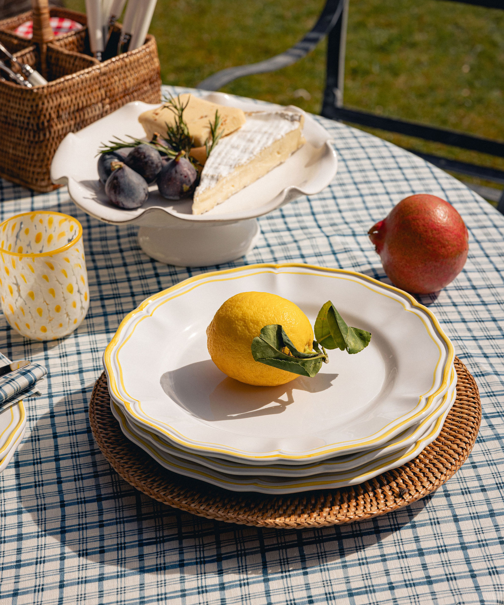Remy Round Pleated Linen Tablecloth, French Navy