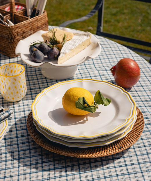 Remy Round Pleated Linen Tablecloth, French Navy