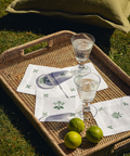 Set of 4 Etta Linen Cocktail Napkins, Clover Green